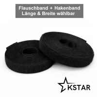 Klettband Set zum Nähen,  in schwarz 20mm x 25m Flausch & Hakenband