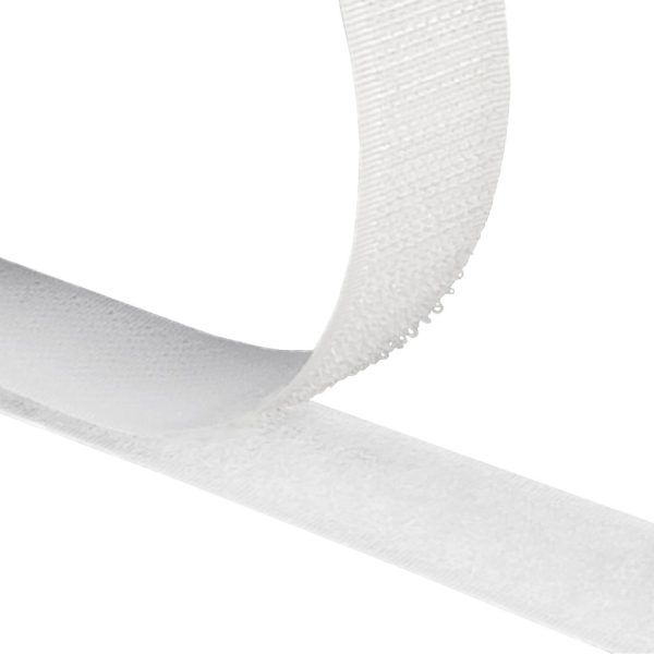Klettband Set stark selbstklebend in weiß 16 mm x 25 m