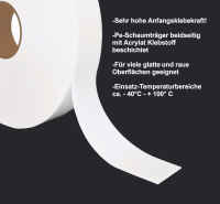Montageklebeband Spiegelklebeband doppelseitig extra stark 1mm Dicke 12m Breite wählbar