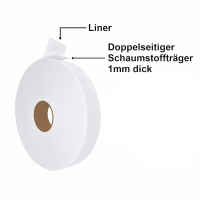 Montageklebeband Spiegelklebeband stark klebend 1mm dick  in 25 mm x 50 m