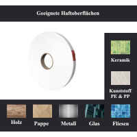 Montageklebeband Spiegelklebeband stark klebend 1mm dick  in 30 mm x 50 m