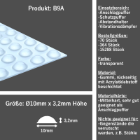 Elastikpuffer B9A selbstklebend transparent, Ø 10...