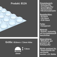 Elastikpuffer B12A selbstklebend transparent, Ø...