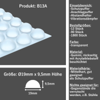 Elastikpuffer B13A selbstklebend transparent, Ø...