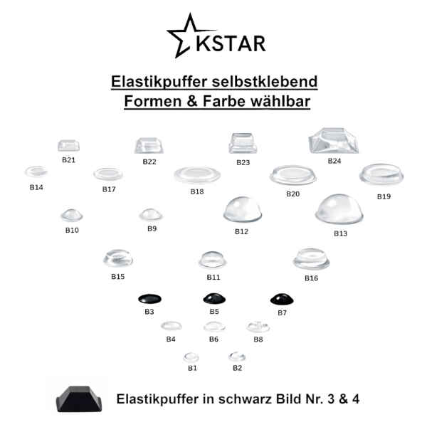 Elastikpuffer selbstklebend, Formen und Farbe wählbar