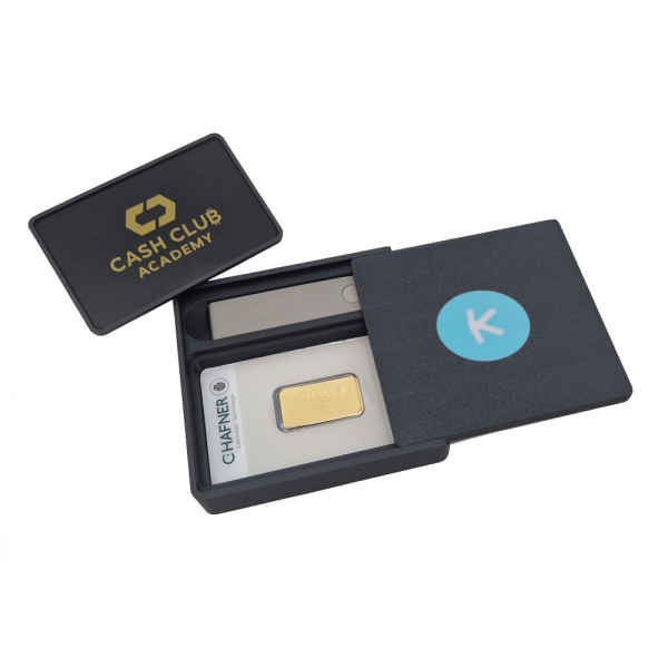 Aufbewahrungsbox für Ledger und Karten, Deckel Kaspa-Logo